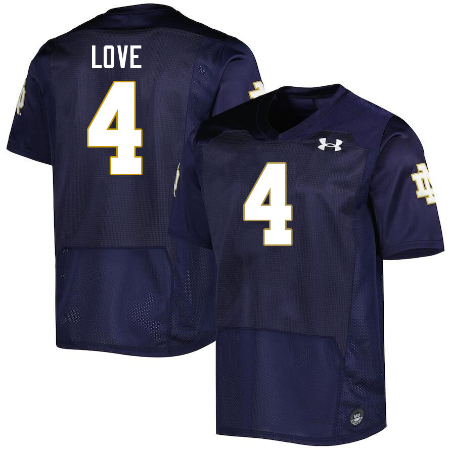 Men #4 Jeremiyah Love Notre Dame Fighting Irish College Football Jerseys Stitched-Navy